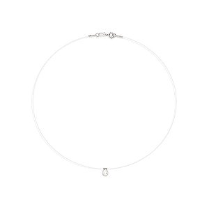 Gargantilha Rommanel Fio De Nylon Com Cristal  De 4 Mm - Ponto De Luz  Med  40/42 Cm