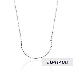Gargantilha Rommanel Formada Por Corrente De Elo Cadeado Laminado Fio 0,35 Mm, Composta Por Aro Liso Med 50 Cm (Joia Lic