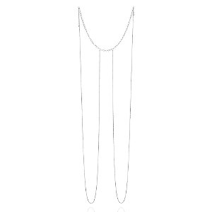 Gargantilha Rommanel Body Chain Formado Por Corrente De Elo Português E Corrente De Elo Cadeado Laminado Fio 0,35 Mm,Med