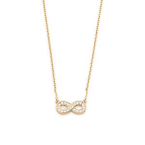 Gargantilha Rommanel Formada Por Fio Elos 0,35 Tendo Símbolo Do Infinito Com 20 Zircônias De 1,25Mm Med 42 Cm