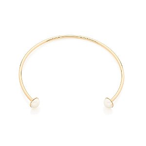 Gargantilha Rommanel "Choker" Formada Por Aro Liso Aberto De 4Mm Espessura Com 2 Pérolas De 14,00 Mm Em Cada Ponta  Med