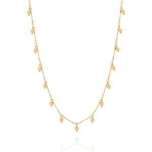 Gargantilha Rommanel Choker Formada Por Fio Palito Estilizado, Composto Por Esferas Penduradas Med 37 Cm Ajustável 33 Cm