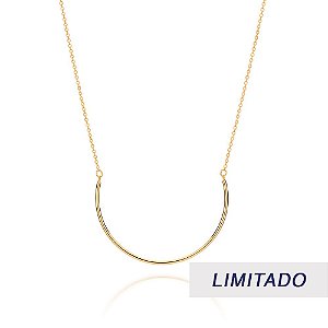 Gargantilha Rommanel Formada Por Corrente De Elo Cadeado Laminado Fio 0,35 Mm, Composta Por Aro Liso Med 50 Cm (Joia Lic