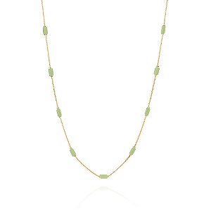 Gargantilha Rommanel Formada Por Corrente Veneziana Fio 0,80 Mm, Composta Por 17 Cristais Retangulares Facetados De 7X4