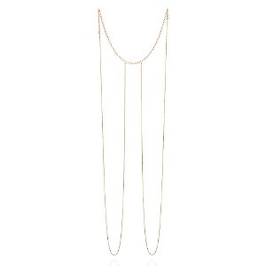 Gargantilha Rommanel Body Chain Formado Por Corrente De Elo Português E Corrente De Elo Cadeado Laminado Fio 0,35 Mm,Med