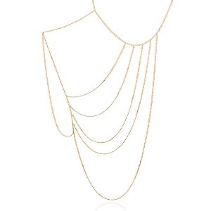 Body Chain Formado Por Corrente Elo Duplo Com Esferas,Med, 45 Cm Com Extensor Ajustável Á 37 Cm, (Joia Licenciada Coleçã