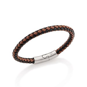 Pulseira Rommanel Formada Por Couro Sintético, Composta Por Fecho De Aço 316 Escovado  Med 20 Cm E 22 Cm