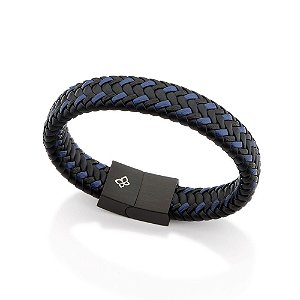 Pulseira Rommanel Formada Por Couro Sintético, Composta Por Fecho De Aço 316 Preto  Med 20Cm E 22Cm