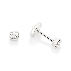 Brinco Rommanel Infantil Solitário Cravejado Po 2 Cristais (Par) Med  0,3 Mm