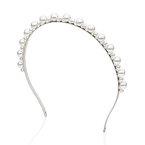 Tiara Composta Por 16 Pérolas Sintéticas De 6Mm Intercaladas Por 15  Pérolas Sintéticas De 10Mm,Med, 14,6 Cm (Externo)