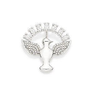 Pingente Rommanel Formato Espírito Santo Cravejado Por 60 Zircônias De 0,80 Mm E 7 Zircônias Navetes De 2X4 Mm Med 2,4 C