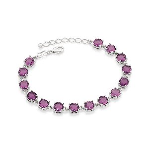 Pulseira Rommanel Formada Por Corrente Elo Losango Fio 0,60 Mm, Composta Por 15 Cristais Redondos De 6,0 Mm Med 19 Cm Aj