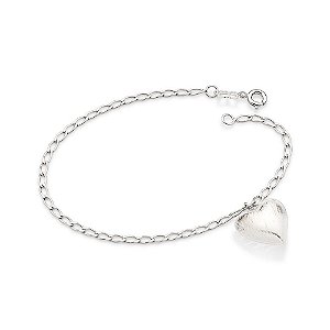 Pulseira Rommanel Formada Por Corrente De Elo Lixado Fio 0,60Mm, Composta Por Pingente Coração Med 20 Cm