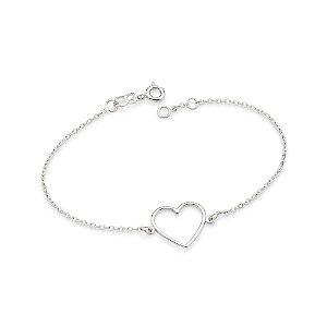 Pulseira Rommanel Formada Por Fio Elos Intercalados, Composta Por Pingente Formato De Coração Vazado Med 19 Cm Ajustável