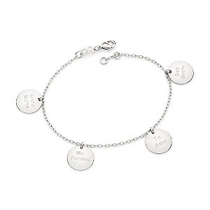 Pulseira Rommanel Formada Por Corrente De Elos Cadeado Fio 0,35 Mm, Composta Por Medalhas Com Palavras, Sinto Muito, Me