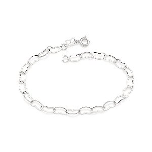 Pulseira Rommanel  Formada Por Corrente De Elos Corações Vazados ( Med  0,9 X 0,5 Cada Coração)  Med 19 Cm