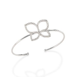 Bracelete Rommanel Composto Por Borboleta Vazada Cravejada Por 82 Zircônias De 1,0 Mm,Med 6,8 Cm (Externo)