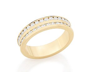 Aliança Rommanel Lisa Cravejada Por 64 Zircônias Redondas De 1,80Mm