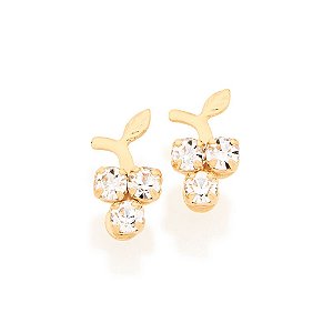 Brinco Rommanel Infantil Formato "Cacho De Uvas" Com Cristais, Med 1,3 Cm