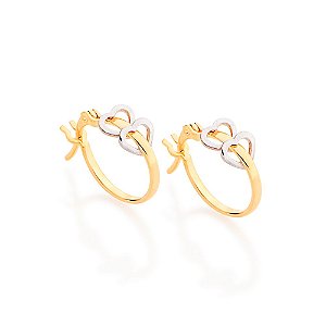 Brinco Rommanel Argola Infantil Com Corações Vazados Em Rhodium Med 1,6 Cm