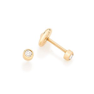 Brinco Rommanel Infantil Solitário Com Cristal  Med 0,2 Mm
