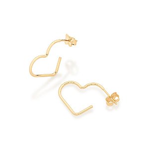 Brinco Rommanel Meia Argola No Formato De Coração Med 1,8 Cm X 2,0 Cm