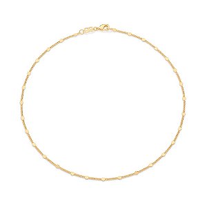 Gargantilha Rommanel Formada Por Corrente De Elo Groumet Diamantado Intercalado Por Elo Batido,Med 35 Cm