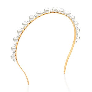 Tiara Composta Por 16 Pérolas Sintéticas De 6Mm Intercaladas Por 15  Pérolas Sintéticas De 10Mm,Med, 14,6 Cm (Externo),
