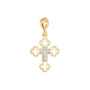 Pingente Rommanel Formato Cruz Com Pontas Vazadas Aplique De  Rhodium No Meio. Med 2,3 X 1,6 Cm