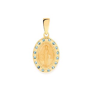 Medalha Rommanel Nossa Senhora Das Graças Com Centro Acetinado E Aplicacao De Resina E 16 Cristais Na Lateral , Med  2,2