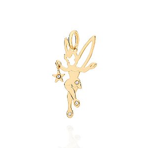 Pingente Rommanel Formato " Sininho " Com Cristais No Corpo  Med 3,4 Cm