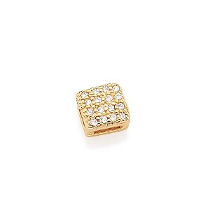 Pingente Rommanel Formato Quadrado Com 16 Zircônias Cravejadas  Med 0,5 Cm