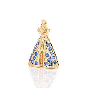 Pingente Rommanel " Nossa Senhora Aparecida " Com 18 Zircônias Cravejadas De 1,5Mm Med 1,4 Cm