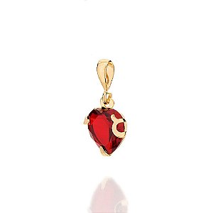 Pingente Rommanel Com Cristal No Formato De Coração De 10Mm Facetado Tendo Garras E Filete Liso Sobreposto. Med 1,5 Cm