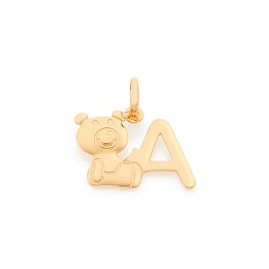 Pingente Rommanel Formado Por Urso Trabalhado, Composto Por Letras Do Alfabeto  Med 1,70 Cm X 1,90 Cm(Joia Licenciada Co