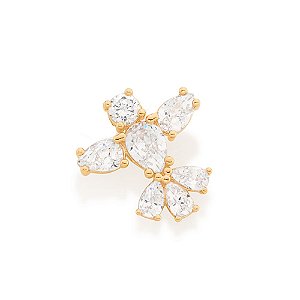 Pingente Rommanel Espírito Santo Cravejado Por 1 Zircônia Redonda De 4,0 Mm, 2 Zircônias Gota De 4X6 Mm, 3 Zircônias Got