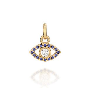 Pingente Rommanel Olho Grego, Composto Por 16 Zircônias De 1,0 Mm E 1 Zircônia De 3,0 Mm Ao Centro Med 1,20 Cm X 1,10 Cm
