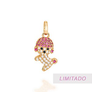Pingente Rommanel No Formato Cachorra Cravejado Por 52 Zircônias De 1,0 Mm Med 1,60 Cm X 1,20 Cm