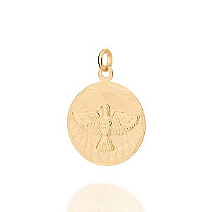 Pingente Rommanel Medalha Redonda, Composta Por Imagem Do Espírito Santo Ao Centro.Med 2,8 Cm X 2,0 Cm