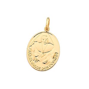 Pingente Rommanel Medalha Formato Oval, Composto Por Imagem E Escrita Santa Dulce Dos Pobres Med 3,30 Cm X 1,90 Cm