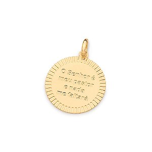 Pingente Rommanel Medalha Escrito O Senhor É Meu Pastor E Nada Me Faltará Med 2,5 Cm X 1,9 Cm