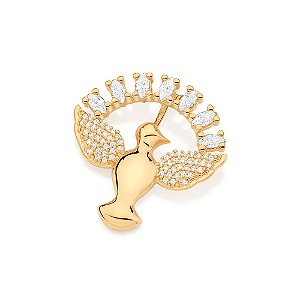 Pingente Rommanel Formato Espírito Santo Cravejado Por 60 Zircônias De 0,80 Mm E 7 Zircônias Navetes De 2X4 Mm Med 2,4 C