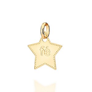 Pingente Rommanel Formato Estrela, Escrito Fé Ao Centro Med 1,6 Cm X 1,4 Cm