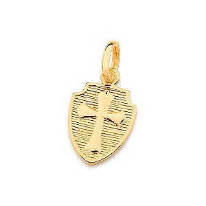 Pingente Rommanel Formato Escudo Composto Por Cruz Ao Centro Med 2,4 Cm X 1,2 Cm