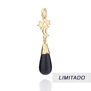 Pingente Rommanel Formado Por 2 Estrelas E 1 Lua, Composto Por 1 Pedra Da Estrela De 8X18 Mm Pendurada Med 4,5 Cm X 0,90