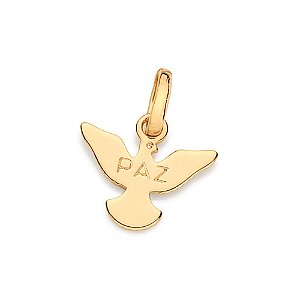 Pingente Rommanel Formato Espírito Santo Escrito Paz,Med 1,4 Cm X 1,1 Cm