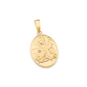 Pingente Medalha Oval Santa Luzia, Com Trabalho Acetinado,Med 2,8 Cm X 1,5 Cm