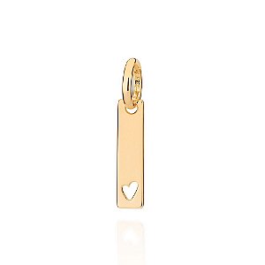 Pingente Retangular Composto Por Coração Vazado Na Ponta,Med 2,1 Cm X 0,4 Cm