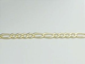 Pulseira Rommanel Formada Por Fio Grumet Alternado 4X2  1,20 Laminado Med 19 Cm/20 Cm/21 Cm/22 Cm