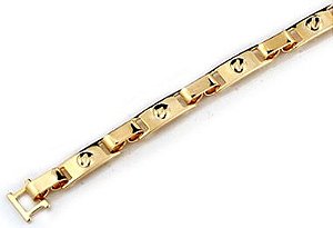 Pulseira Rommanel Formada Por Peças Retângulares Com Detalhes Estilo " Parafuso" Na Parte Superior  Med 19/21 Cm